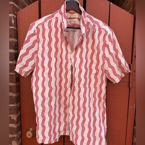 Madewell Short Sleeve Red and White Button down shirt